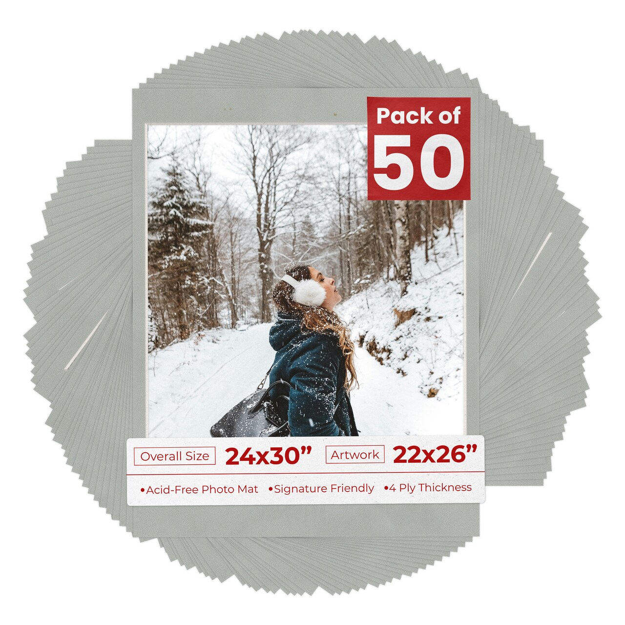Light Grey Suede Mat Board for 24x30 Frames - Fits 22x26 Photos